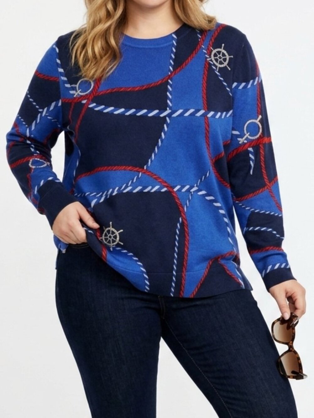 RALPH LAUREN Black Label Nautical Rope Cotton Sweater 2XL Womens